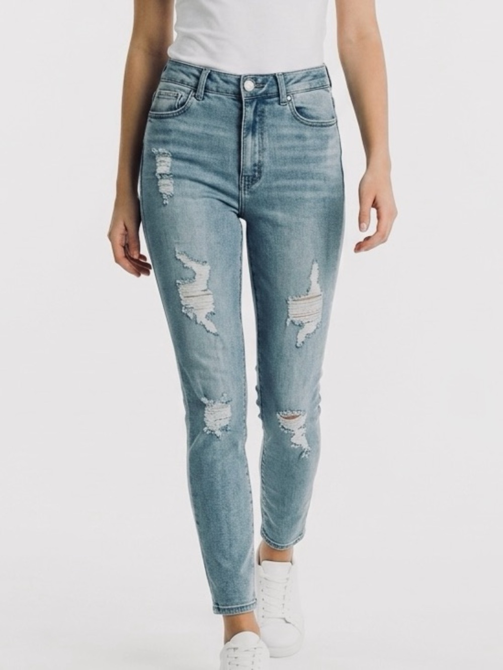Refuge Women's High Waist Distressed Mom Jeans Blue Size 5